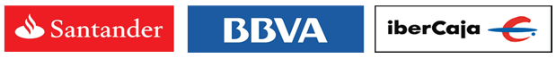 Logotipos de Santander, BBVA e IberCaja